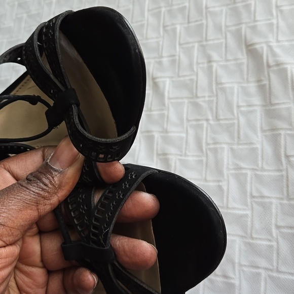 Vince Camuto Mindie Elegant Black Lace Up Heels Office Minimalist Summer Shoes - Picture 8 of 13